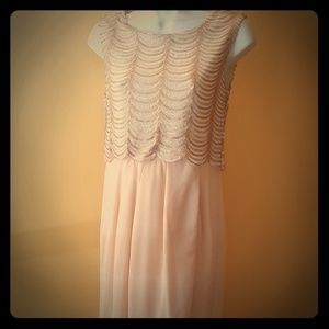 NWT champagne sequined scalloped dress